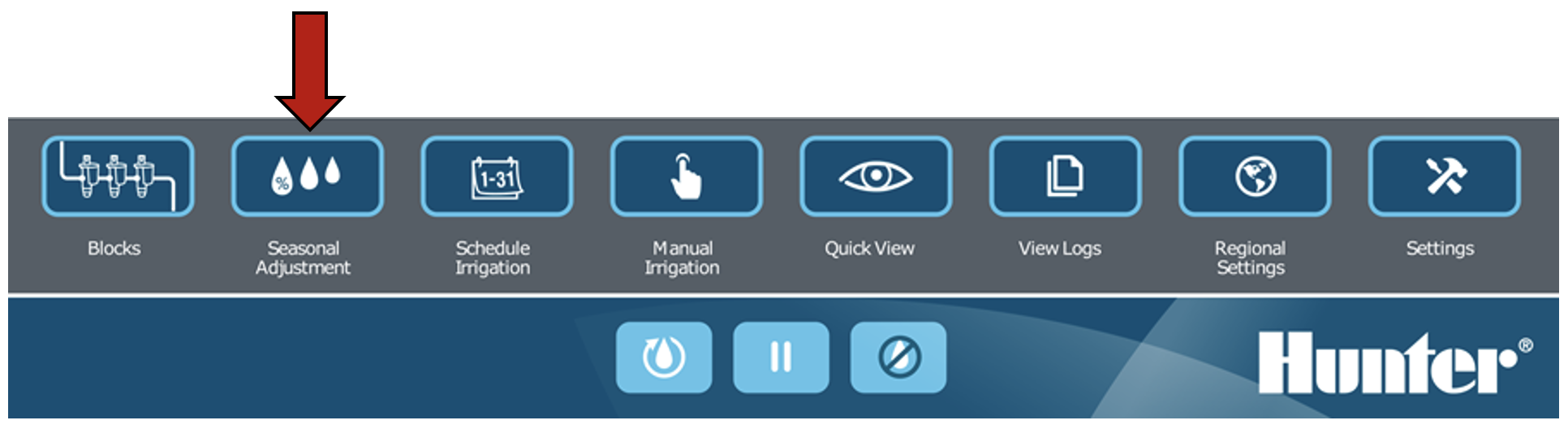Image highlighting the Seasonal Adjustment button.