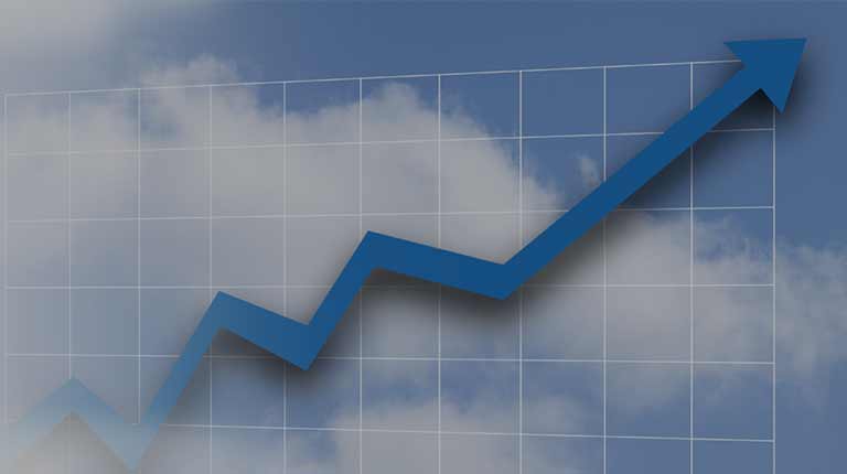 Graph showing improved financial results